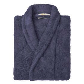 Cotton Ultra Soft Terry Bath Robe Adult Unisex Lightweight Bathrobe (Color: Navy Blue, size: Extra Large)