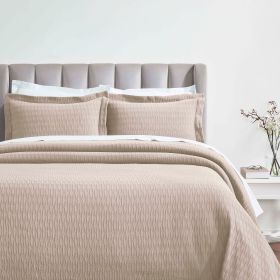 Lightweight Cotton Matelassé Bedspread Set Calvert Diamond Lattice Jacquard (3-Piece) (Color: Beige, size: California King)