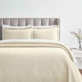 Peploi Jacquard Matelassé Floral Bedspread Set – Medium Weight (Color: Ivory, size: California King)
