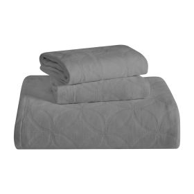 100% Cotton Matelassé Bedspread Set Lightweight Celtic Wedding Ring Jacquard (3-Piece) (Color: Grey, size: King)