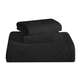 100% Cotton Matelassé Bedspread Set Lightweight Celtic Wedding Ring Jacquard (3-Piece) (Color: Black, size: King)