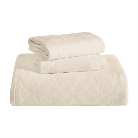 100% Cotton Matelassé Bedspread Set Lightweight Celtic Wedding Ring Jacquard (3-Piece) (Color: Ivory, size: King)