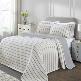 Valencia Reversible Cotton Matelassé Bedspread Set – Medium Weight (Color: Blue, size: California King)