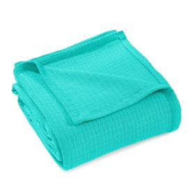 100% Cotton Waffle Blanket – Cooling Waffle Weave, Lightweight & Breathable (Color: Turquoise, size: King)