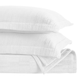 Zenith Cotton Medium Weight Geometric Matelasse Bedspread and Sham Set (Color: White, size: California King)