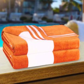 Cabana Stripe Oversized Cotton Beach Towel Sets (Set of: 2 Piece, Color: Orange)