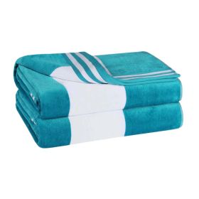 Cabana Stripe Oversized Cotton Beach Towel Sets (Set of: 2 Piece, Color: Turquoise)