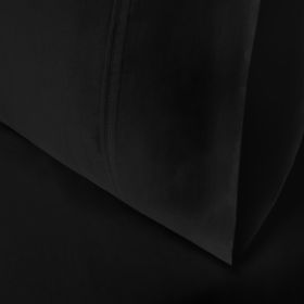 Egyptian Cotton 300 Thread Count Solid Bed Pillowcase Set (Color: Black, size: King)
