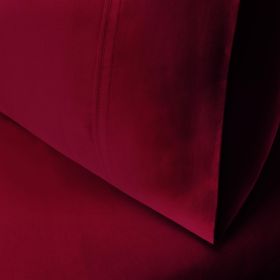 Egyptian Cotton 300 Thread Count Solid Bed Pillowcase Set (Color: Burgundy, size: King)