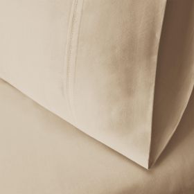 Egyptian Cotton 300 Thread Count Solid Bed Pillowcase Set (Color: Ivory, size: King)
