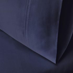 Egyptian Cotton 300 Thread Count Solid Bed Pillowcase Set (Color: Navy Blue, size: Standard)