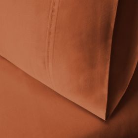 Egyptian Cotton 300 Thread Count Solid Bed Pillowcase Set (Color: Pumpkin, size: King)