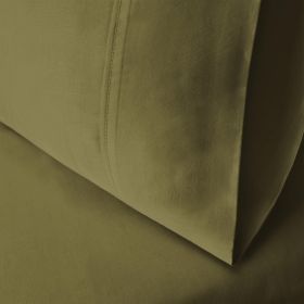 Egyptian Cotton 300 Thread Count Solid Bed Pillowcase Set (Color: Sage, size: King)
