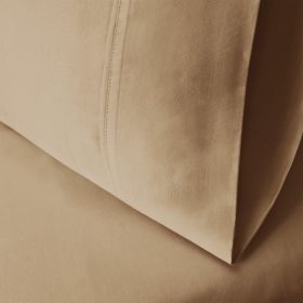 Egyptian Cotton 300 Thread Count Solid Bed Pillowcase Set (Color: Tan, size: King)