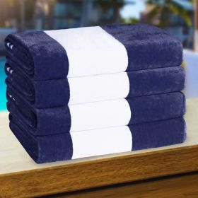 Cabana Stripe Oversized Cotton Beach Towel Sets (Set of: 4 Piece, Color: Blue)