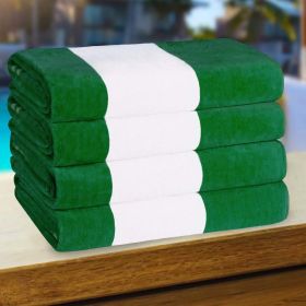 Cabana Stripe Oversized Cotton Beach Towel Sets (Set of: 4 Piece, Color: Green)