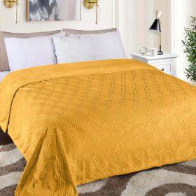 Flannel Fleece Blanket – Alaska Diamond Quilted - Warm and Plush (Color: Gold, size: King)
