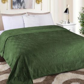 Flannel Fleece Blanket – Alaska Diamond Quilted - Warm and Plush (Color: Green, size: King)
