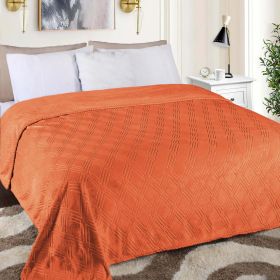 Flannel Fleece Blanket – Alaska Diamond Quilted - Warm and Plush (Color: Rust, size: King)