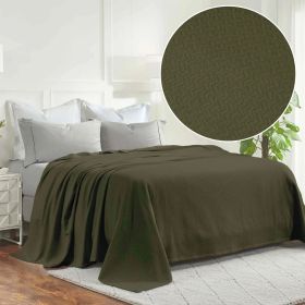 Nobel Cotton Textured Jacquard Chevron Lightweight Woven Blanket (Color: Forest Green, size: California King)