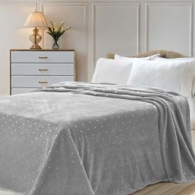 Fleece Plush Medium Weight Fluffy Soft Decorative Polka Dot Blanket (Color: Platinum, size: King)