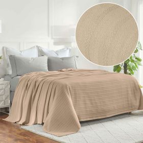 100% Cotton Woven Blanket – Clara Jacquard - All-Season Comfort (Color: Khaki, size: California King)