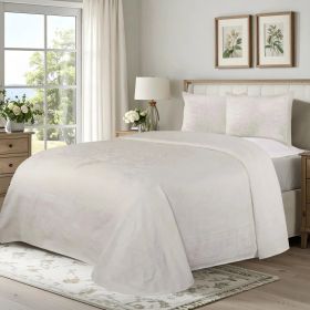 Lightweight Cotton Blend Bedspread Sets Adalie Medallion Jacquard (Color: Off White, size: Queen)
