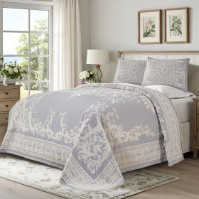 Lightweight Cotton Blend Bedspread Sets Adalie Medallion Jacquard (Color: Slate Blue, size: Twin)
