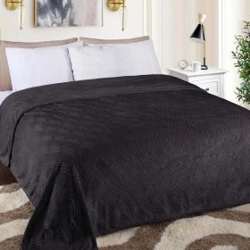 Flannel Fleece Blanket – Alaska Diamond Quilted - Warm and Plush (Color: Black, size: Throw XL)