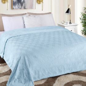 Flannel Fleece Blanket – Alaska Diamond Quilted - Warm and Plush (Color: Light Blue, size: Throw XL)