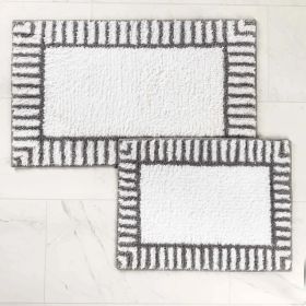 Inaya Modern Striped Tufted Shag Machine Washable Bath Rugs, Set of 2 (Color: Gray, size: medium)