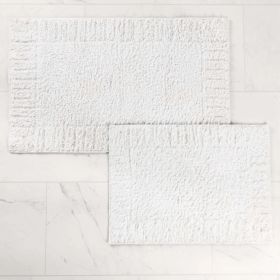 Inaya Modern Striped Tufted Shag Machine Washable Bath Rugs, Set of 2 (Color: White, size: medium)