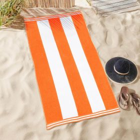Cabana Stripe Oversized Cotton Beach Towel Sets (Set of: 1 Piece, Color: Orange)