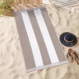 Cabana Stripe Oversized Cotton Beach Towel Sets (Set of: 1 Piece, Color: Light Grey)