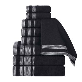 Hays Cotton Medium Weight 9 Piece Assorted Bathroom Towel Set (Color: Black, size: 9 Piece Towel Set)