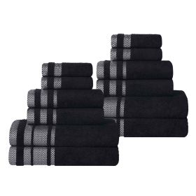 Hays Cotton Medium Weight 12 Piece Assorted Bathroom Towel Set (Color: Black, size: 12 Piece Towel Set)