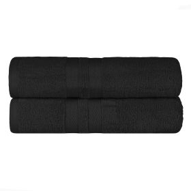Ultra-Soft Cotton Solid Medium Weight Absorbent Bath Towel Set of 2 (Color: Black, size: 2 Piece Bath Towels)