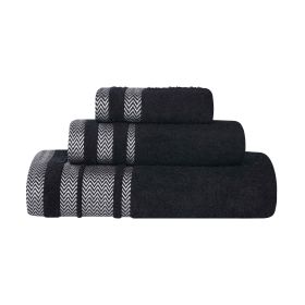 Hays Cotton Medium Weight 3 Piece Assorted Bathroom Towel Set (Color: Black, size: 3 Piece Towel Set)