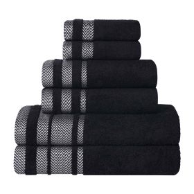 Hays Cotton Medium Weight 6 Piece Assorted Bathroom Towel Set (Color: Black, size: 6 Piece Towel Set)