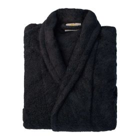 Cotton Ultra Soft Terry Bath Robe Adult Unisex Lightweight Bathrobe (Color: Black, size: small)