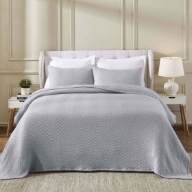 Aswan Cotton Medium Weight Textured Modern Chevron Woven Coverlet (Color: French Gray, size: Queen)