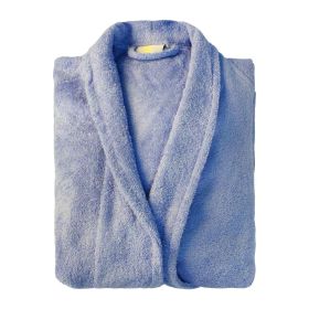 Cotton Ultra Soft Terry Bath Robe Adult Unisex Lightweight Bathrobe (Color: Blue, size: medium)