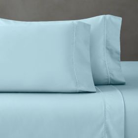 600 Thread Count Cotton Blend Pillowcases, Imperia Embroidered Hem, Set of 2 (Color: Blue, size: King)