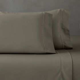 600 Thread Count Cotton Blend Pillowcases, Imperia Embroidered Hem, Set of 2 (Color: Grey, size: Standard)