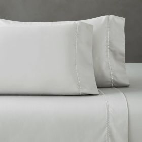 600 Thread Count Cotton Blend Pillowcases, Imperia Embroidered Hem, Set of 2 (Color: Platinum, size: Standard)