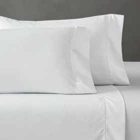 600 Thread Count Cotton Blend Pillowcases, Imperia Embroidered Hem, Set of 2 (Color: White, size: King)