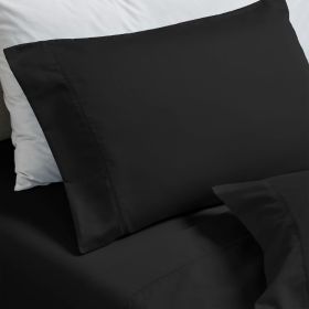600 Thread Count Cotton Blend Pillowcases, Pandora Embroidered Hem, Set of 2 (Color: Black, size: King)