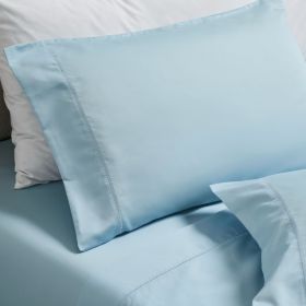600 Thread Count Cotton Blend Pillowcases, Pandora Embroidered Hem, Set of 2 (Color: Blue, size: King)