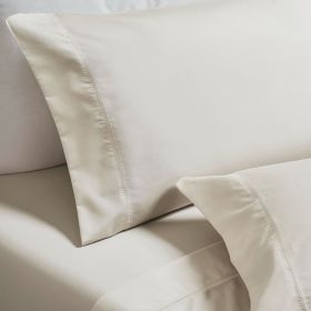 600 Thread Count Cotton Blend Pillowcases, Pandora Embroidered Hem, Set of 2 (Color: Ivory, size: King)