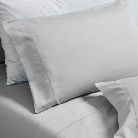 600 Thread Count Cotton Blend Pillowcases, Pandora Embroidered Hem, Set of 2 (Color: Platinum, size: King)